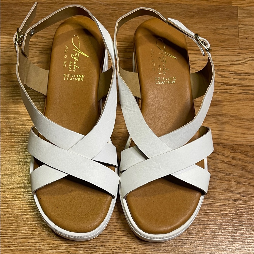 Stylish White Leather Sandals by Aerosoles